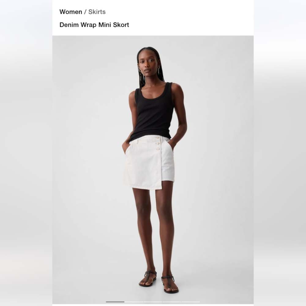 Denim Wrap Mini Skort - White